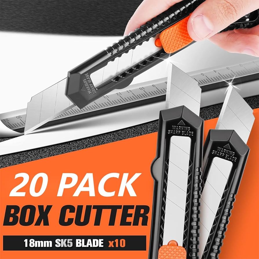 JOYUMY 20 Pack Utility Knife, Box Cutter Retractable, Box